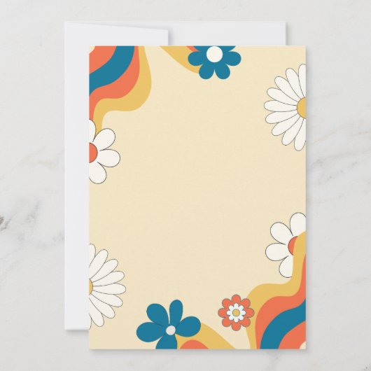 レトロGroovy 70をテーマにしたミュートされたトーン結婚のInvi 招待状 (裏面)