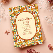 レトロGroovy 70をテーマにしたミュートされたトーン結婚のInvite 招待状