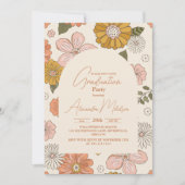 レトロGroovy 70をテーマにした卒業 招待状 (正面)