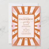 レトロGroovy 70をテーマにした幾何学模様婚約 招待状 (正面)