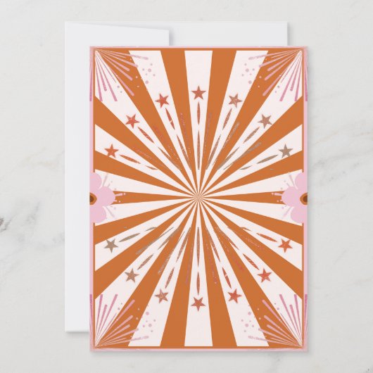 レトロGroovy 70をテーマにした幾何学模様婚約 招待状 (裏面)