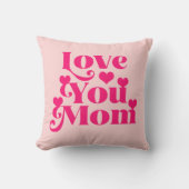 レトロGroovy 70をテーマにした愛あなたママピンク クッション (正面)