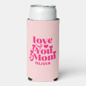 レトロGroovy 70をテーマにした愛あなたママピンク スリム缶クーラー (Seltzer正面)