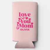 レトロGroovy 70をテーマにした愛あなたママピンク スリム缶クーラー (裏面)