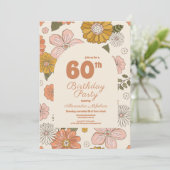 レトロGroovy 70をテーマにした60誕生日 招待状 (スタンド正面)