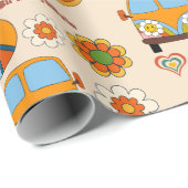 レトロgroovy 70ies boho誕生日パーソナライズされた ラッピングペーパー (ロールコーナー)