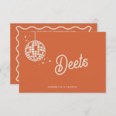 レトロGroovy 70sかわいいアイボリーオレンジディスコ結婚ズ エンクロージャーカード (正面/裏面)