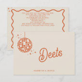 レトロGroovy 70sかわいいアイボリーオレンジディスコ結婚ズ エンクロージャーカード (正面/裏面)