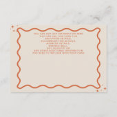 レトロGroovy 70sかわいいアイボリーオレンジディスコ結婚ズ エンクロージャーカード (裏面)