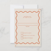 レトロGroovy 70sかわいいアイボリーオレンジディスコ結婚ズ 出欠カード (裏面)