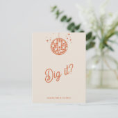 レトロGroovy 70sかわいいアイボリーオレンジディスコRSVP ポストカード (スタンド正面)