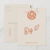 レトロGroovy 70sかわいいアイボリーオレンジディスコRSVP ポストカード (正面/裏面)