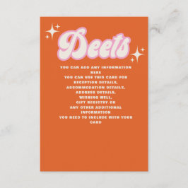 レトロGroovy 70sかわいいアイボリーオレンジピンク結婚ズ エンクロージャーカード