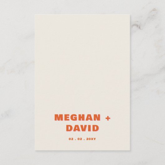 レトロGroovy 70sかわいいアイボリーオレンジピンク結婚ズ エンクロージャーカード (裏面)