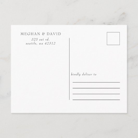 レトロGroovy 70sかわいいアイボリーオレンジピンク結婚ズ 案内ポストカード (裏面)