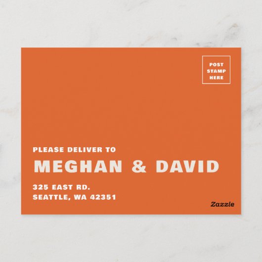 レトロGroovy 70sかわいいアイボリーオレンジピンクRSVP ポストカード (裏面)