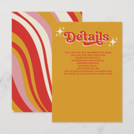 レトロGroovy 70sかわいいアイボリーオレンジ結婚レッド エンクロージャーカード