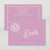 レトロGroovy 70sかわいいアイボリーピンク結婚ディスコ エンクロージャーカード (正面/裏面)