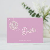 レトロGroovy 70sかわいいアイボリーピンク結婚ディスコ エンクロージャーカード (スタンド正面)