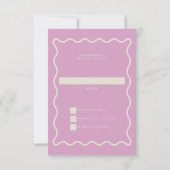 レトロGroovy 70sかわいいアイボリーピンク結婚ディスコ 出欠カード (裏面)