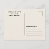 レトロGroovy 70sかわいいアイボリーレッドピンク日付を保存 案内ポストカード (裏面)