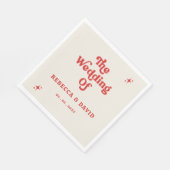 レトロGroovy 70sかわいいアイボリー結婚レッド スタンダードランチョンナプキン (角)