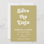 レトロGroovy 70sかわいいグリーン結婚ズ セーブザデート (正面)