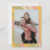 レトロGroovy 70sかわいいグリーン結婚写真 セーブザデート (裏面)