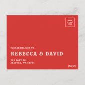 レトロGroovy 70sかわいいピンクと赤のRSVP ポストカード (裏面)