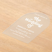 レトロGroovy 70sかわいいピンクの緑の黄色結婚の アクリル招待状 (レイダウン)