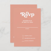 レトロGroovy 70sかわいいピンク赤面 出欠カード (正面/裏面)