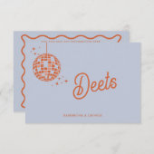 レトロGroovy 70sかわいいブルーオレンジディスコ結婚ズ エンクロージャーカード (正面/裏面)