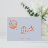 レトロGroovy 70sかわいいブルーオレンジディスコ結婚ズ エンクロージャーカード (スタンド正面)