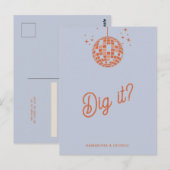 レトロGroovy 70sかわいいブルーオレンジディスコRSVP ポストカード (正面/裏面)