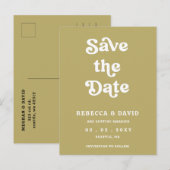 レトロGroovy 70sかわいい緑の日付を保存 案内ポストカード (正面/裏面)