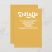 レトロGroovy 70sかわいい黄色結婚の エンクロージャーカード (正面/裏面)