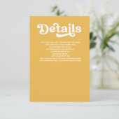 レトロGroovy 70sかわいい黄色結婚の エンクロージャーカード (スタンド正面)