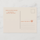 レトロGroovy 70sアイボリーディスコオレンジ日付を保存 案内ポストカード (裏面)