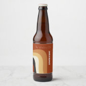 レトロGroovy 70sウェーブオレンジカスタムウェディング ビールラベル (正面)