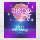 レトロGroovy 70sディスコボール誕生日パーティー ワインラベル (シングルラベル)