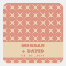 レトロGroovy 70sパターンボホテラコッタ結婚ズ スクエアシール