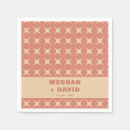 レトロGroovy 70sパターンボホテラコッタ結婚ズ スタンダードカクテルナプキン