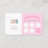 レトロGroovy 70sピンクエステティック爪、 ネイルサロンロゴ ロイヤリティカード (裏面)