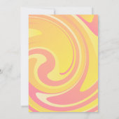 レトロGroovy 70sピンク+黄色の抽象芸術渦巻き 招待状 (裏面)