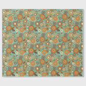 レトロGroovy 70sフラワーパワー ラッピングペーパー (フラット)