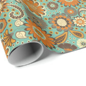 レトロGroovy 70sフラワーパワー ラッピングペーパー (ロールコーナー)