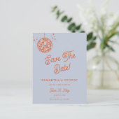 レトロGroovy 70sブルーディスコオレンジ日付を保存 案内ポストカード (スタンド正面)