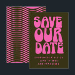 レトロGroovy 70sホットピンクとダークグリーン救ザ セーブザデート<br><div class="desc">レトロGroovy 70sホットピンクとダークグリーン日付を保存</div>