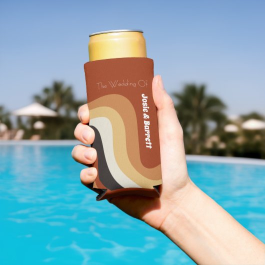 レトロGroovy 70sボファンキーホ結婚ス スリム缶クーラー (インサイチュ プール)