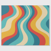 レトロGroovy 70s波カラフル状ストライプ ラッピングペーパー (フラット)